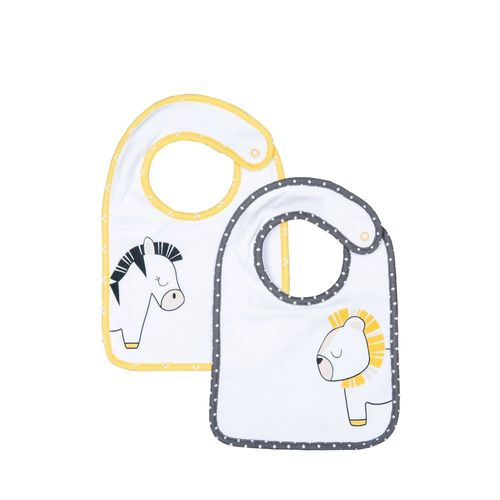 Lot De 2 Bavoirs Bébé Pluche Et Pompon - Sauthon Baby Deco