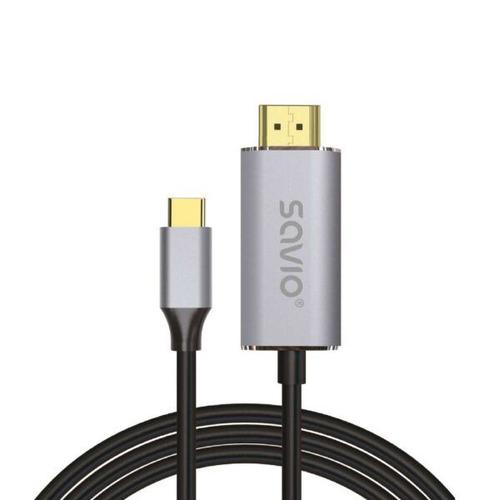 Savio Usb-c To Hdmi 2.0b Cable 2m Silver / Black Gold Tips Cl-171 Câb