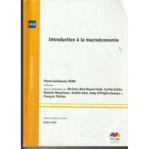 Introduction À La Macroéconomie Pierre-Guillaume Meon Professeur