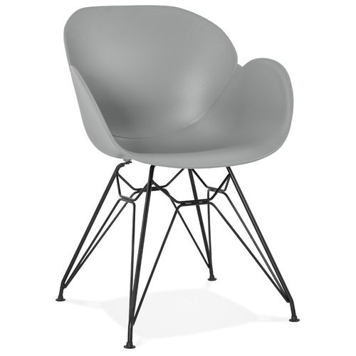 Chaise Design 'satelit' Grise Style Industriel Avec Pieds En Métal Noir