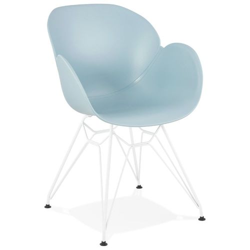 Chaise Moderne 'fidji' Bleue Avec Pieds En Métal Blanc