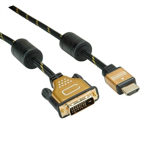 Roline 11.04.5892 Câble Vidéo Et Adaptateur 3 M Hdmi Dvi Noir, Or