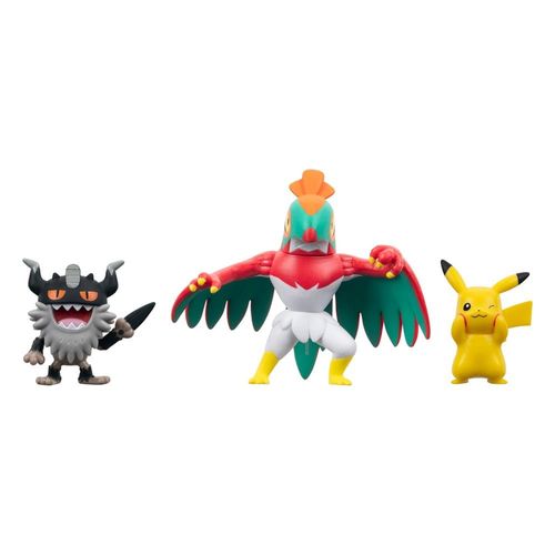 Pokémon - Pack 3 Figurines Battle Figure Set Pikachu 8, Perrserker, Hawlucha 5 Cm
