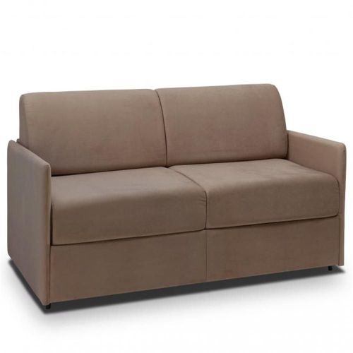 Canapé Lit Express Colosse Couchage 140 Cm Matelas Épaisseur 22 Cm À Mémoire De Forme Velours Taupe