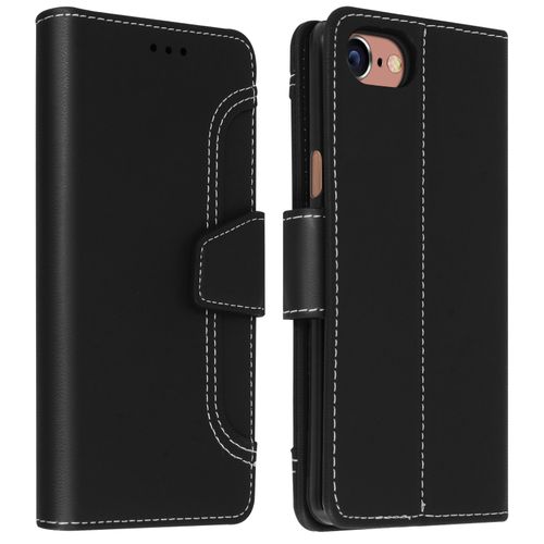 Housse Iphone Se 2022, 2020 Et 8, 7, 6s, 6 Portefeuille Fonction Support Noir