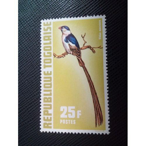 Timbre Togo Yt 750 Whydah À Queue Fine (Vidua Macroura) 1972 ( 031204 )