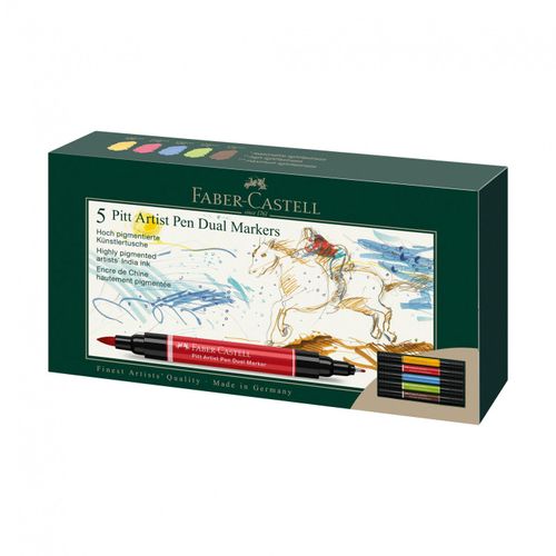 Faber-Castell 162005 Marqueur 5 Pi?Ce(S) Bleu, Vert, Rouge, Sepia, Ja