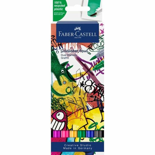 Faber-Castell Goldfaber Aqua Dual Stylo Fin Noir, Bleu, Vert, Rose Cl