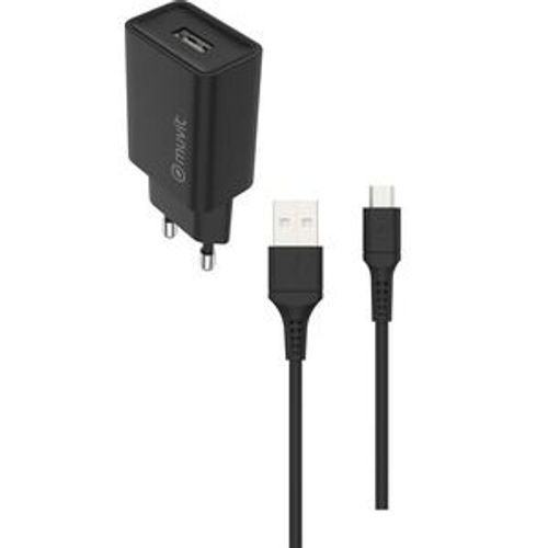 Pack Chargeur Secteur 12w Cable Micro-Usb Noir