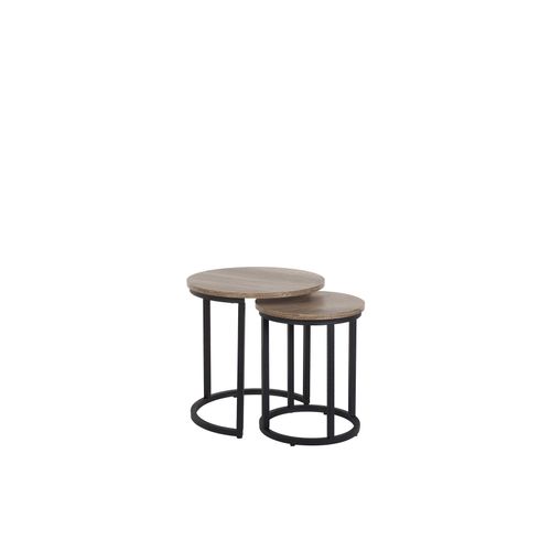 Lot De 2 Tables Appoint Bois Foncé/Noires Dixie