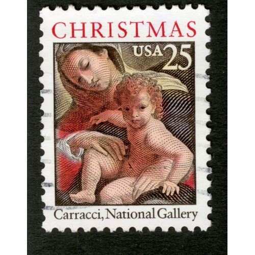Timbre Oblitéré Usa, Christmas, Carracci, National Gallery, 25