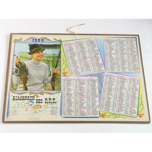 Almanach Des Ptt 1969 Oller "Diane Moderne" Chasse Chasseresse Faisan Fusil