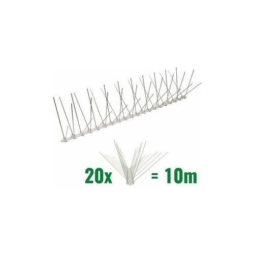 10 metre pics anti pigeons 4 rangees en polycarbonate - solution de qualite pour controle des oiseaux goodnice