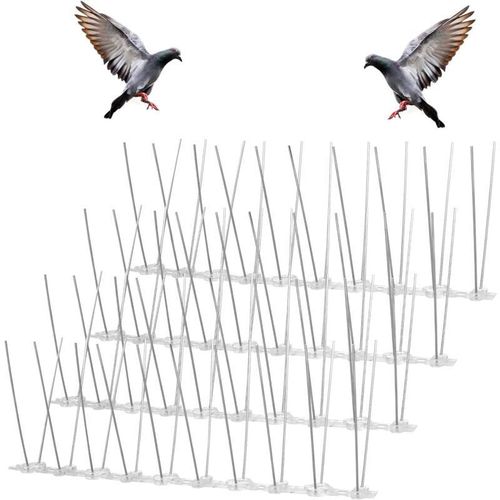 Pic Anti Pigeon Inoxydable, 1M 4 Rangees Pique Anti Pigeon Balcon, Pre-assemble Flexible Pic Anti Oiseaux ?pour Moineaux Hirondelles Corneilles Chat goodnice