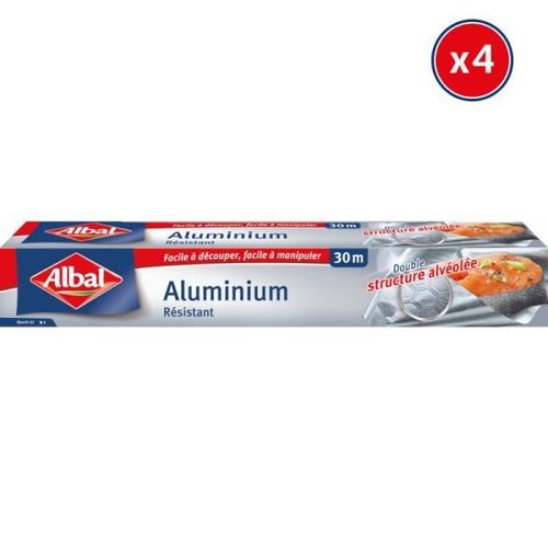 Rouleau Aluminium Albal - 4x30m - Blanc - Résistant Et Polyvalent