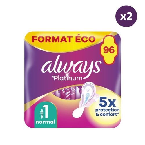 2x96 Serviettes Hygiéniques Always Platinum - Normal Plus 