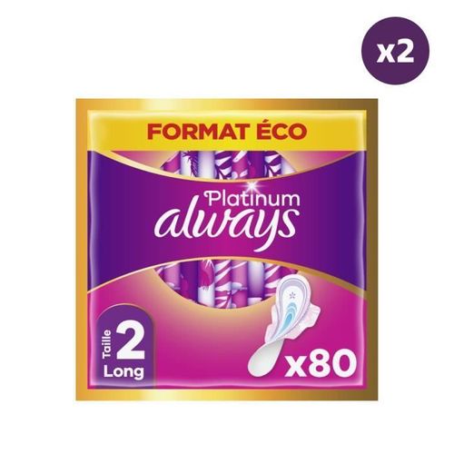 2x80 Serviettes Hygiéniques Always Platinum - Long Plus 