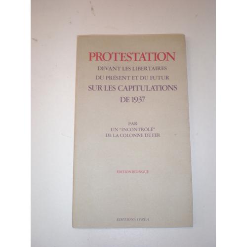 Protestation Sur Les Capitulations De 1937