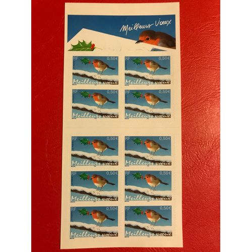 Carnet Neuf De 10 Timbres À 0,50 Autocollants Meilleurs Voeux - Année 2003 - Rouge Gorge - B C 3622 -
