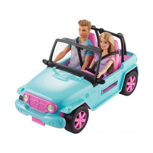 Voiture 4x4 Rose Barbie + Poupee Blonde Barbie + Ken - Poupee Mannequin - Jouet Fille - Nouveaute