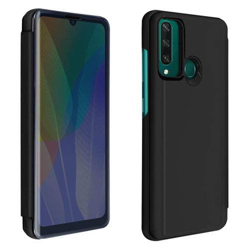 Housse Huawei Y6p Clapet Translucide Design Miroir Support Vidéo Noir