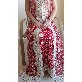 ***Sari Indien Mariage Crystal + Longue Veste Perlée Col Mao / Takchita Kabyle Keswa Robe Orientale Algerienne***