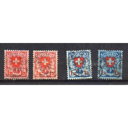 Suisse- Lot De 4 Timbres Oblitérés- Armoiries- N°209- N°209b- N°2010- N°210a