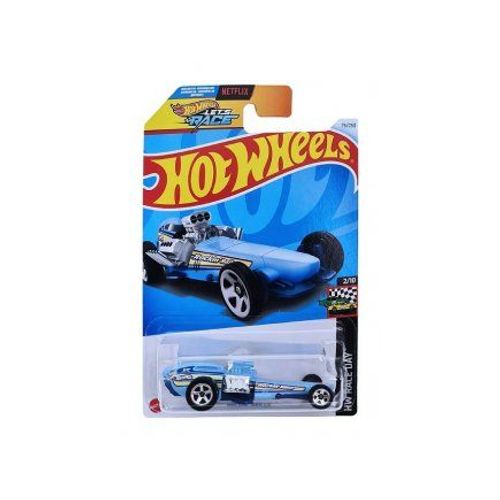 Vehicule Rockin Railer 1:64, Bleu - Hot Wheels Let's Race - Dragster Pour Piste Et Circuit - Set Voiture De Course + Carte