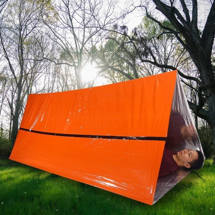 Biuzi Tente durgence 1Pc PE avec revêtement en Aluminium Tente de Couverture Thermique Orange épaissir la Tente de Secours extérieure réfléchissante et Pliable