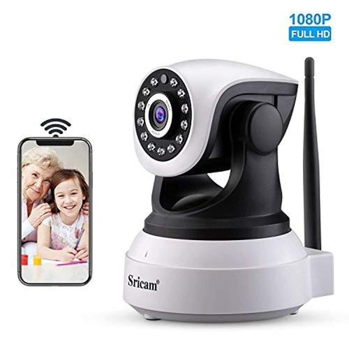 Sricam SP017 Camera Surveillance WiFi 1080P Caméra de Surveillance sans Fil, Camera IP WiFi 1080p, P2P avec Microphone et Haut Parleur,Vision Nocturne,Détection de Mouvement,Caméra Sécurité