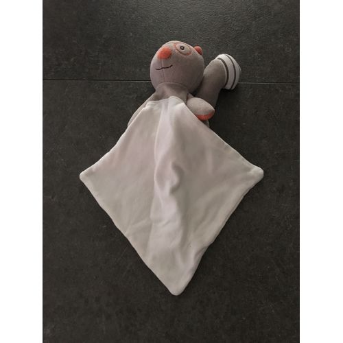 Doudou Cajou Sucre D'orge Mouchoir Écureuil Avec Ses Lunettes Orange