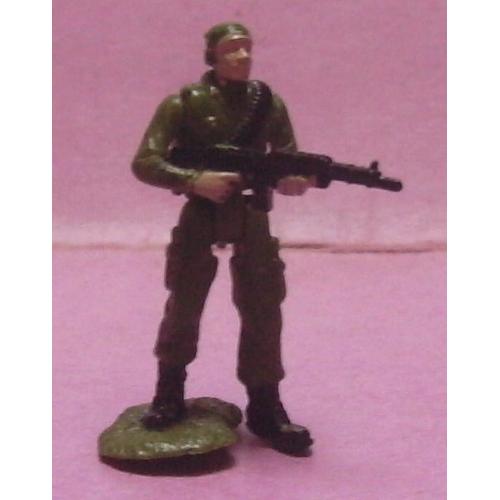 Figurine Articulée Soldat / Militaire / Commando Avec Fusil Mitrailleur - Hauteur 3,4 Cm - Résine Peinte - Squad Forces Majorette