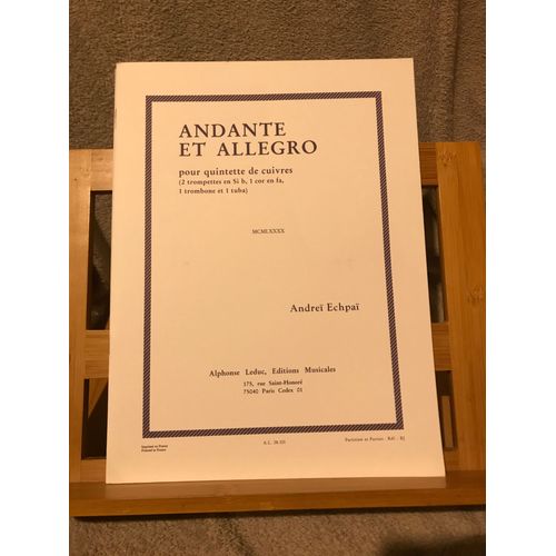 Andrei Echpai Andante Et Allegro Pour Quintette De Cuivres Partition Ed. Leduc