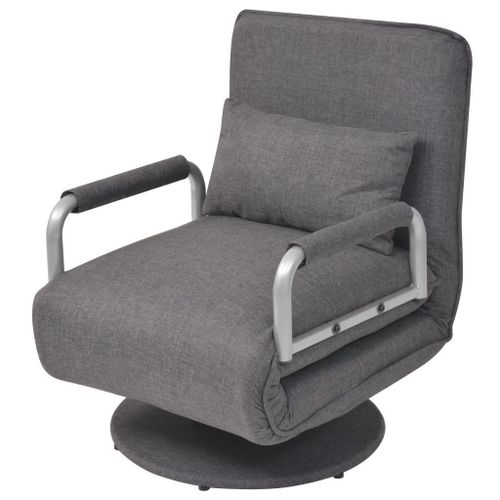 Vidaxl Fauteuil Pivotant Et Canapé-Lit Gris Foncé Tissu