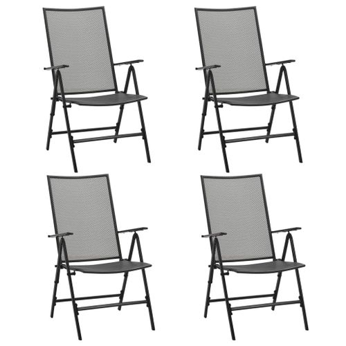 Vidaxl Chaises Pliables En Maille 4 Pcs Acier Anthracite