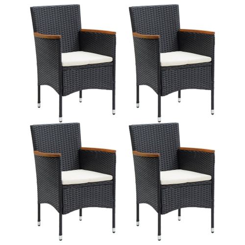 Vidaxl Chaises À Manger De Jardin Lot De 4 Résine Tressée Noir