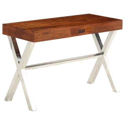 Vidaxl Bureau Bois D'acacia Solide Avec Finition Miel 110x50x76 Cm