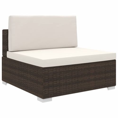 Vidaxl Siège Central Sectionnel 1 Pc Et Coussins Résine Tressée Marron