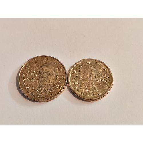 Lot 2 Pièces Euro 20 Centimes 2022 Et 50 Centimes 2023 Grèce