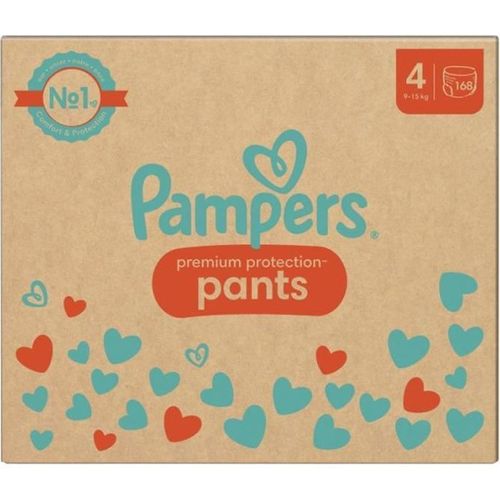 Couches-Culottes Pampers Premium Protection Taille 4 - 168 Unités - Pack 1 Mois