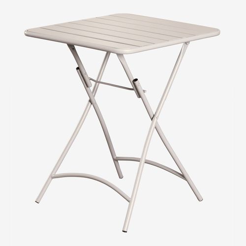 Table Pliante Carrée En Acier (60x60 Cm) Janti Tapioca Beige