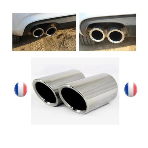 Embout Echappement Silencieux 7,6cm Chromée Sortie Double Pour Golf Audi Skoda Bmw Mercedes Vehicules Compatibles : Voir Descprition