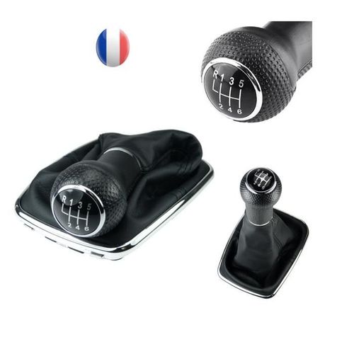 Pommeau Soufflet Levier 6 Vitesses Pour Golf 4 - Pommeau De Levier De 6 Vitesse + Soufflet Avec Cadre Chromé Golf 4 Diamètre Trou 12