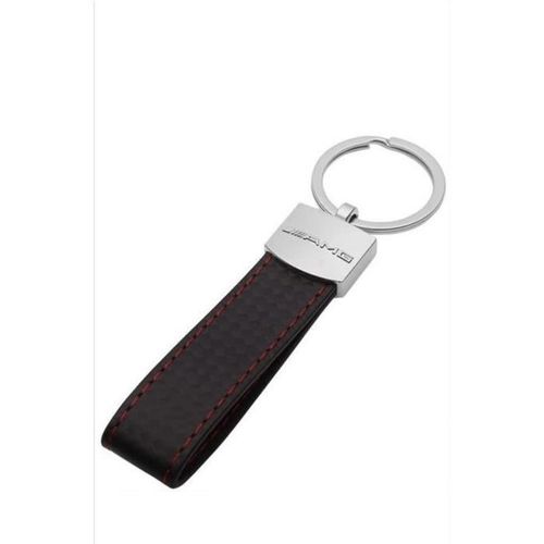 Porte clé AMG Mercedes Benz Cuir Porte clés AMG CLS SLK CLA Classe A B GLE CLK C (surpiqûre Rouge) AVEC ANNEAUX 11.3 CM L / 1.9 CM L