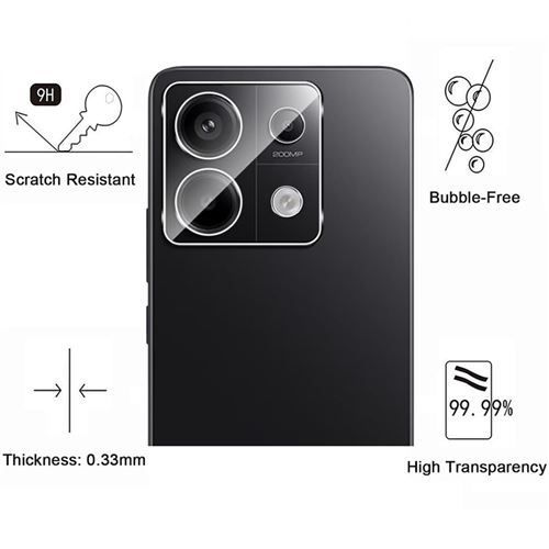 HQSELECTION ® Lot de 2 Protection Objectif Caméra Arrière en Verre Trempé Pour Xiaomi Redmi Note 13 pro 5G, Film en Verre Trempé 9H, Ultra HD, Anti-Rayures