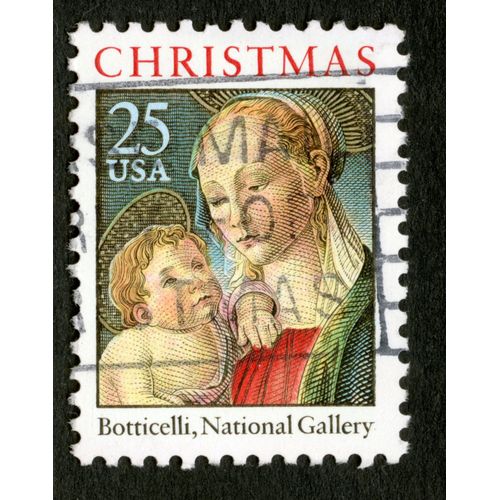 Timbre Oblitéré Usa 25, Christmas, Botticelli, National Gallery