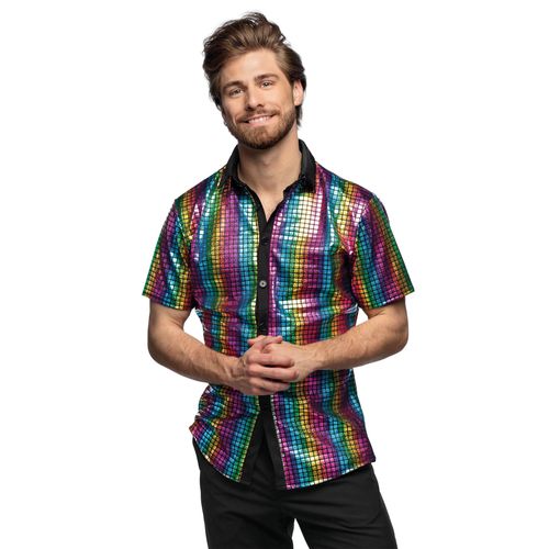 Chemise Boule À Facettes Disco Arc En Ciel Homme - Taille: M (50/52)
