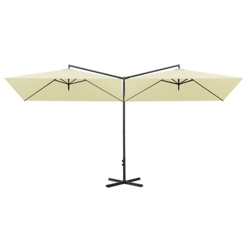 Parasol Double Avec Mât En Acier Sable 600 X 300 Cm Helloshop26 02_0008432
