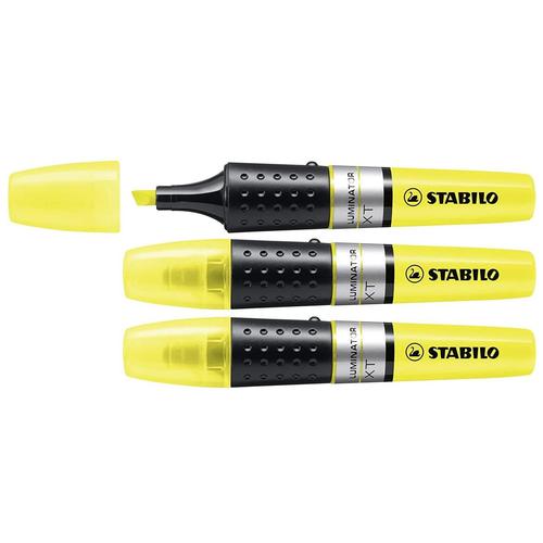 Stabilo Lot De 3 Surligneurs Luminator Niveau Visible Pointe Biseautée Jaune