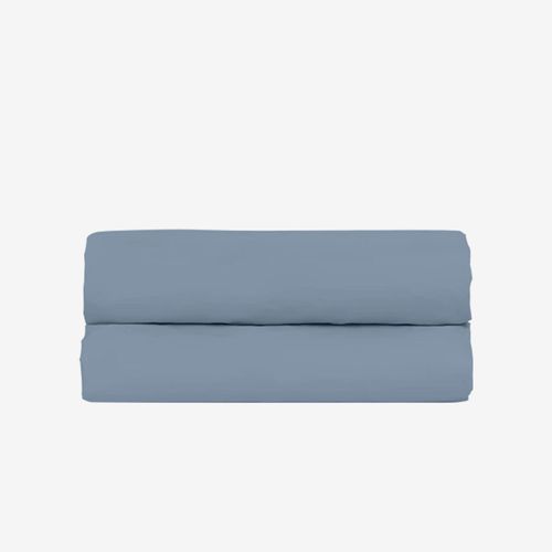 Drap Housse 200x200cm - Bleu Gris - 100% Percale De Coton - Morphea